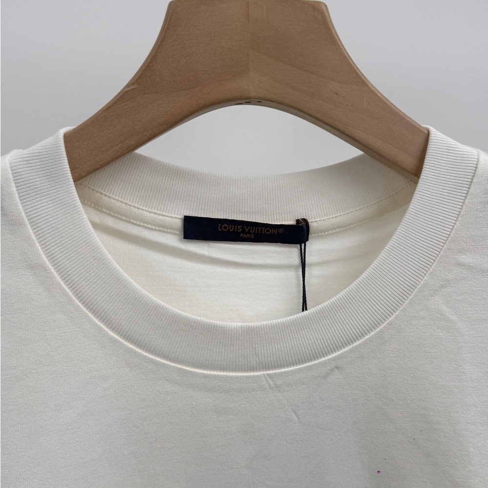 Louis Vuitton Cream Short-Sleeve Logo Tee with Black Graphic - Picture 3 of 7